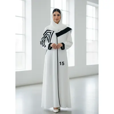 Colored Abaya, Lens Cost white - 1515