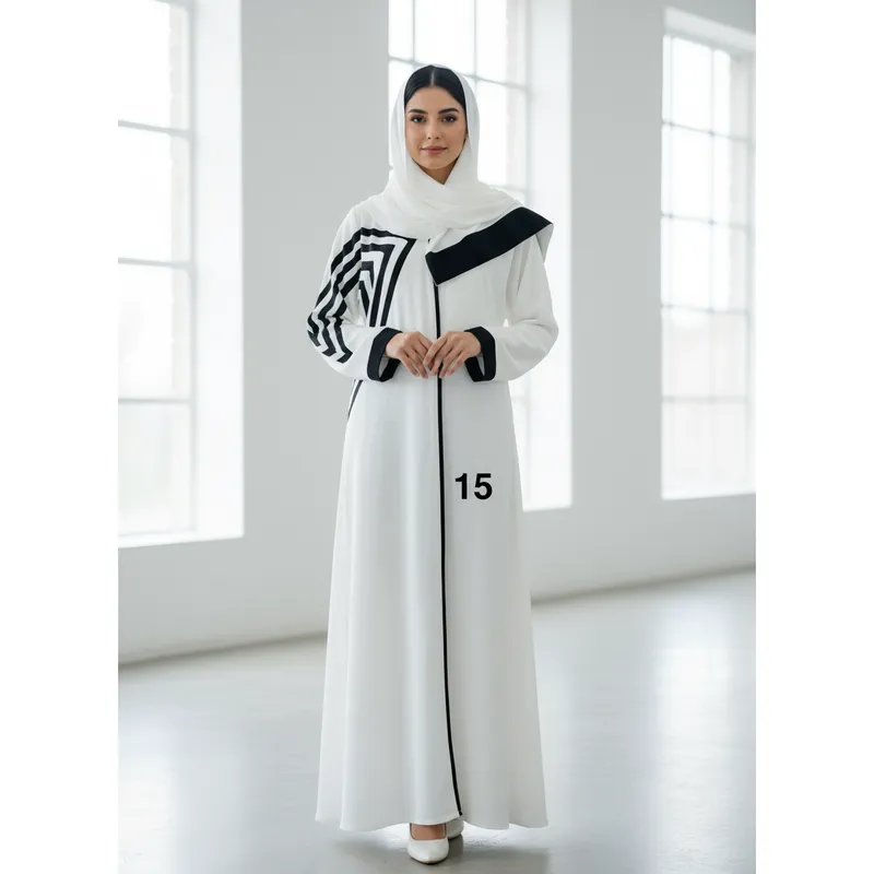 Colored Abaya, Lens Cost white - 1515