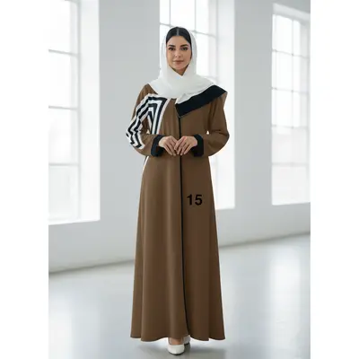 Colored Abaya, Lens Cost dark beige- 1515