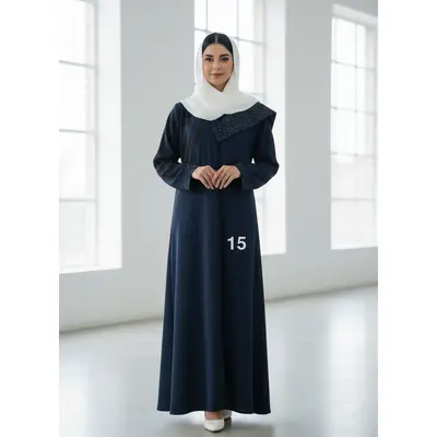 Colored Abaya, Lens Cost navy blue - 1515