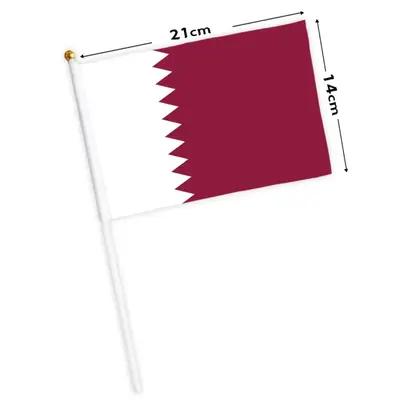 Qatar hand flag 28x20 cm - with plastic pole