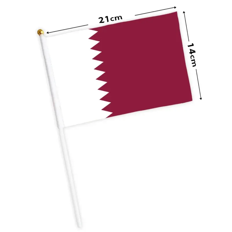 Qatar hand flag 28x20 cm - with plastic pole