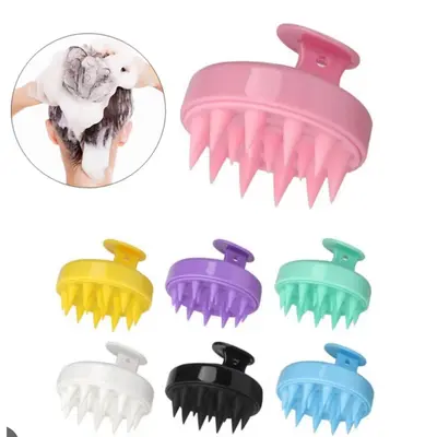 Manual silicone rubber head hair shampoo scalp massager brush, massage scalp shower brush