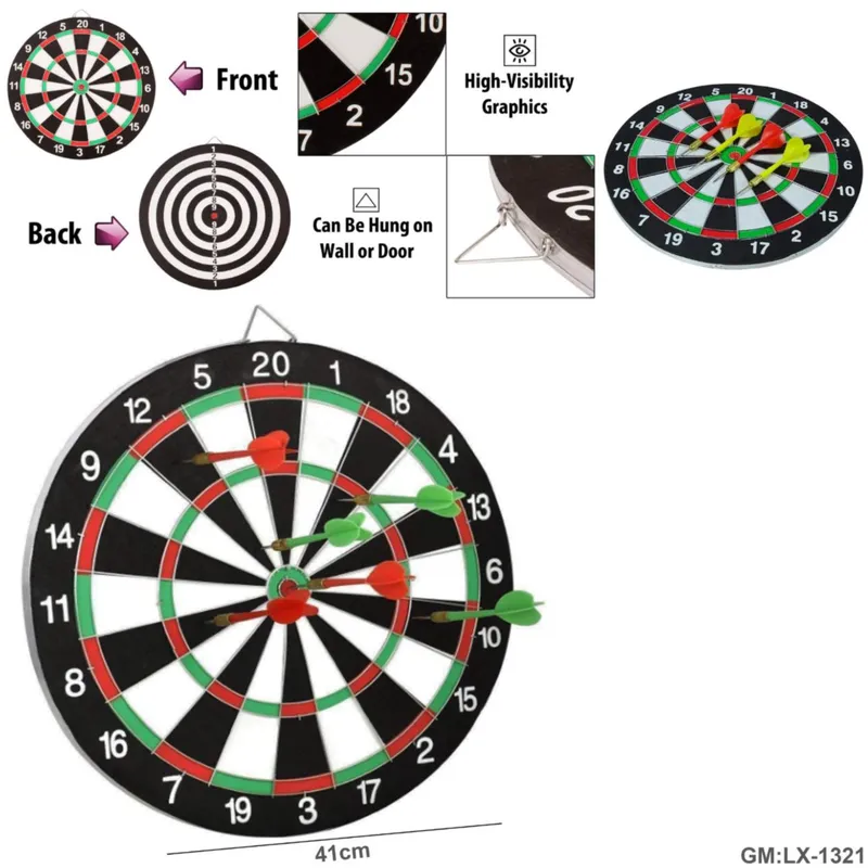 Professional Double-Sided Dartboard with Darts – 45 cm / 17.27 in