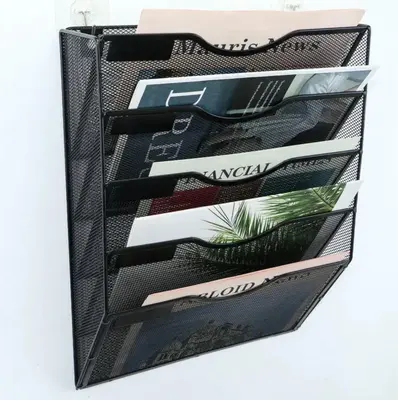 Wall Mounted Metal File Organizer Multi Layer Office Storage