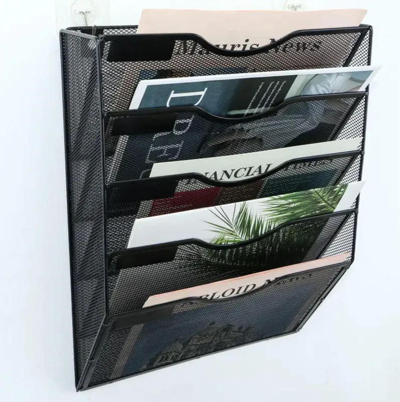 Wall Mounted Metal File Organizer Multi Layer Office Storage
