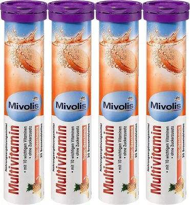 Multivitamin Effervescent Tablets Tropical Flavor Daily Energy and Immune Support