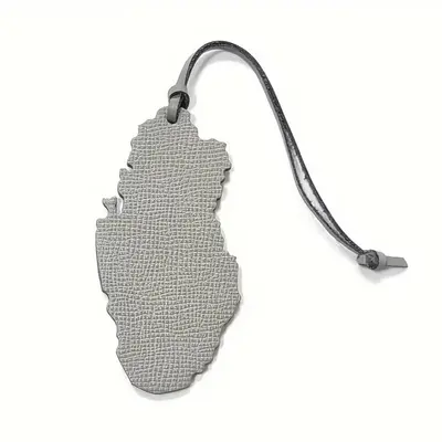 Grey Qatar Map Design Leather Bag