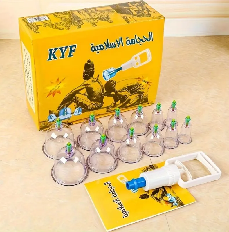 Islamic Cupping Therapy Set with Hand Pump 12 Pieces