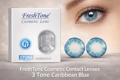 FreshTone Cosmetic Contact Lenses 3 Tone Caribbean Blue