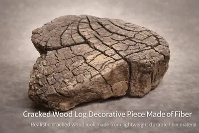 Cracked Wood Log Decorative Piece Made of Fiber