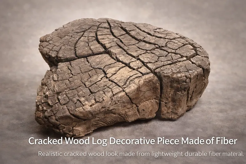 Cracked Wood Log Decorative Piece Made of Fiber