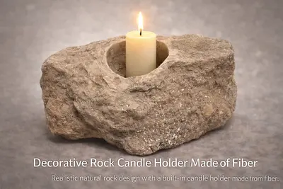 Decorative Rock Style Candle Holder Made of Fiber