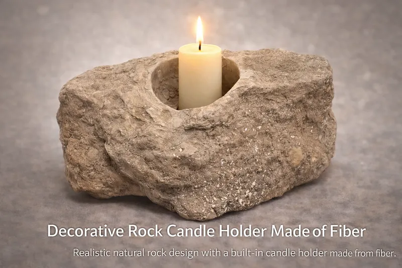 Decorative Rock Style Candle Holder Made of Fiber