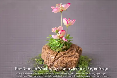 Decorative Artificial Plant Fiber Planter Wood Log Design
