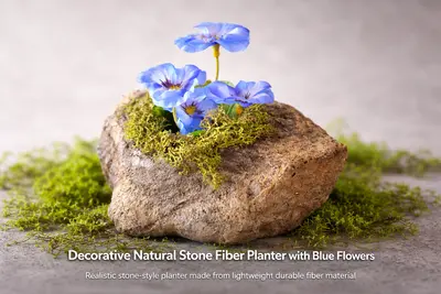 Decorative Rock Style Planter Made of Fiber
