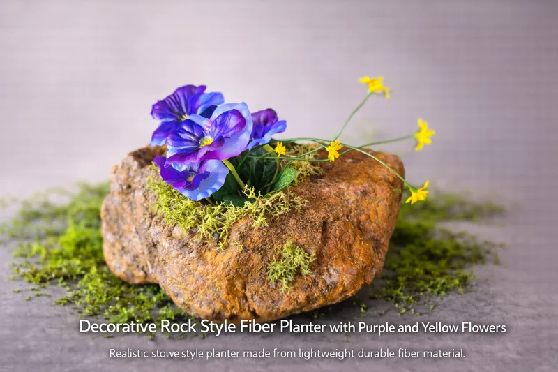 Decorative Rock Style Fiber Planter