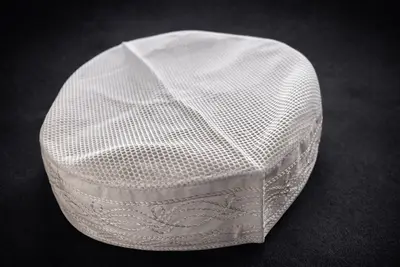 White Mesh Prayer Cap for Men Size 22.5