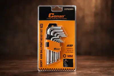 Short Arm Ball Point Hex Key Set 9 Pieces Sizes 1 5 to 10 mm