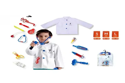 Kids Doctor Dress Up Costume with Medical Play Set One Piece Age 3 to 8 Years