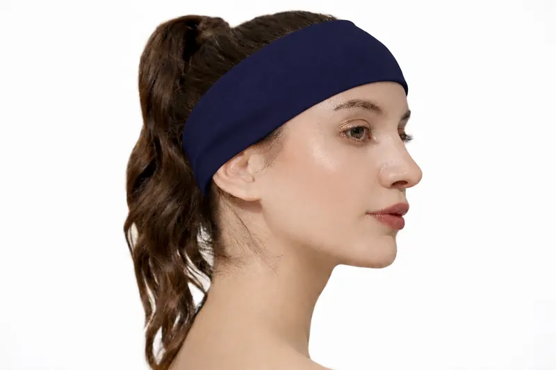 Slim Navy Blue Sports Headband One Piece Free Size