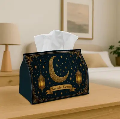 Luxury Ramadan fabric tissue organizer black and gold standard size