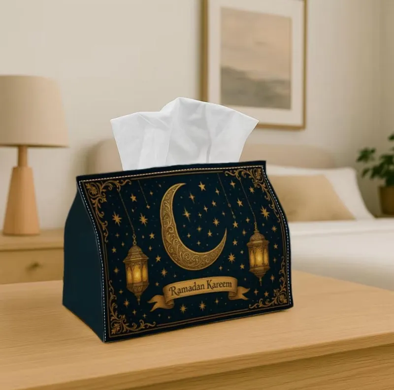 Luxury Ramadan fabric tissue organizer black and gold standard size