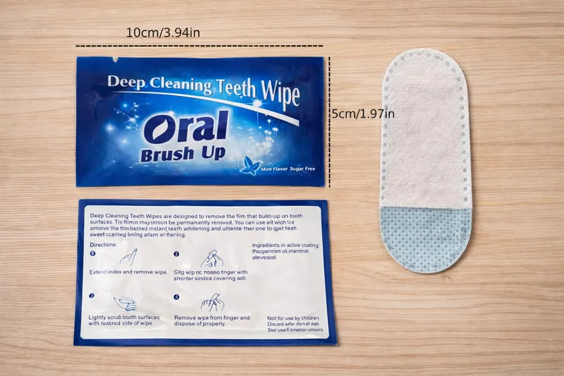 Deep cleaning teeth wipe mint flavor one piece blue color 10 cm size