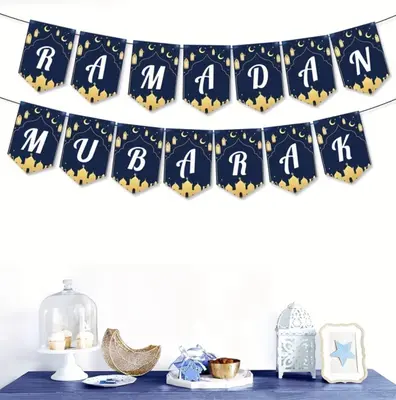 Ramadan Mubarak Hanging Banner Elegant Flag Design