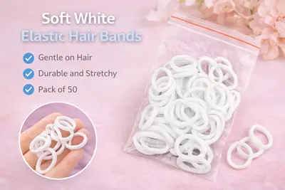 Small White Elastic Hair Bands 50 pcs