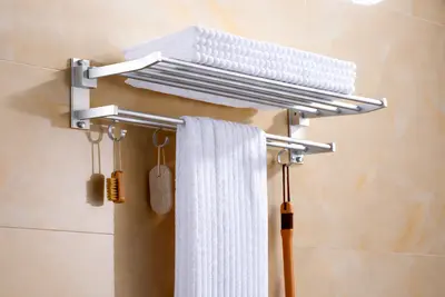 Wall Mounted Stainless Steel Towel Rack with Hooks