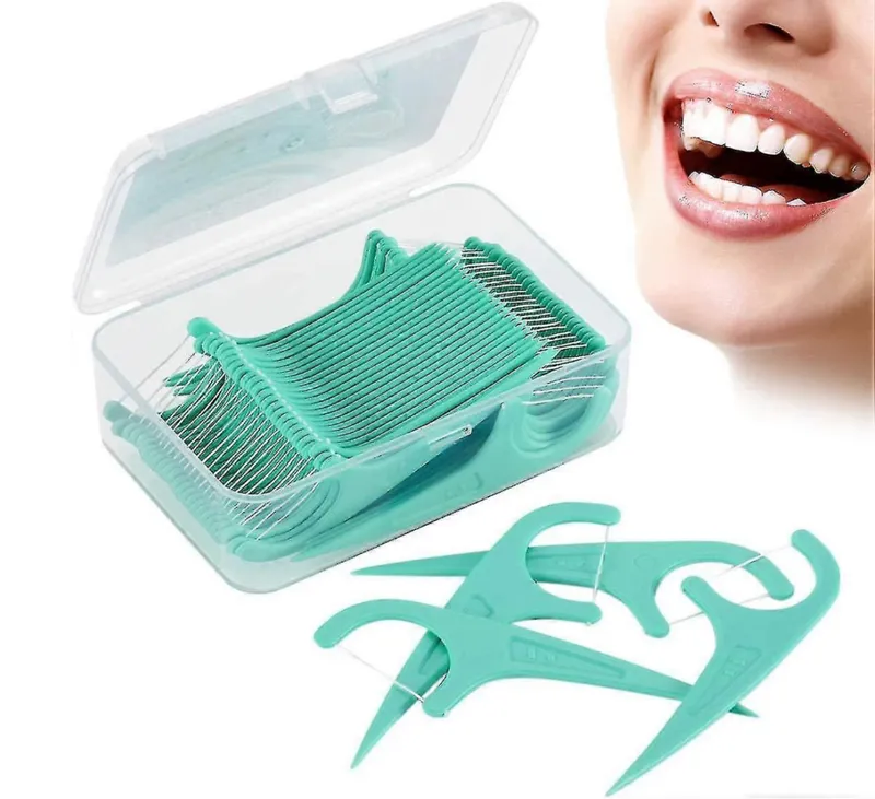 Dental Floss Sticks Toothpicks Plastic Dental Care Dental Floss Tooth Cleaner Sticks Dental Floss Sticks - 60 Pcs