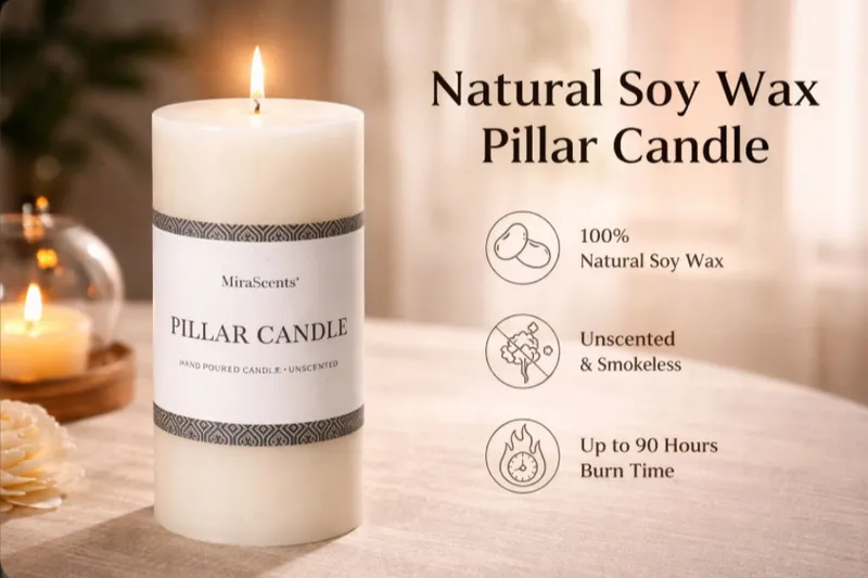 Natural Soy Wax Pillar Candle Height 8cm x 1pc